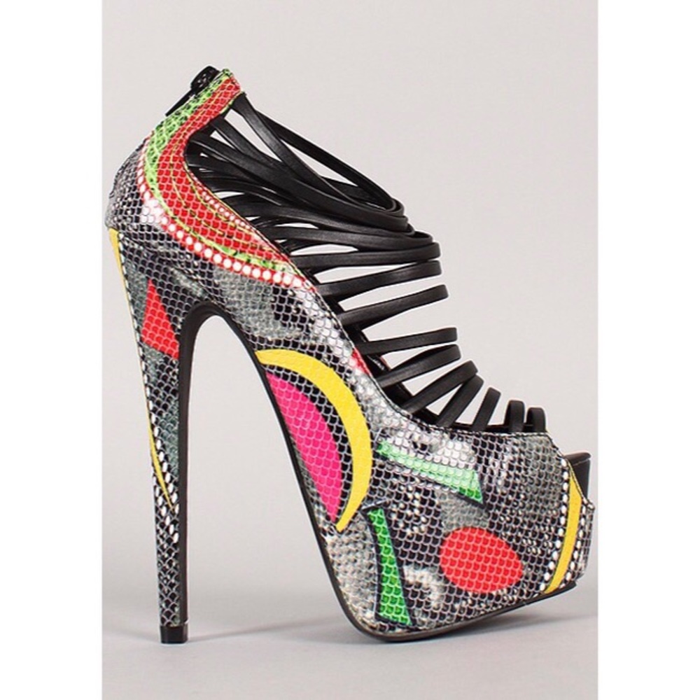 Graphic Strappy Pep Toe Heel size 8.5